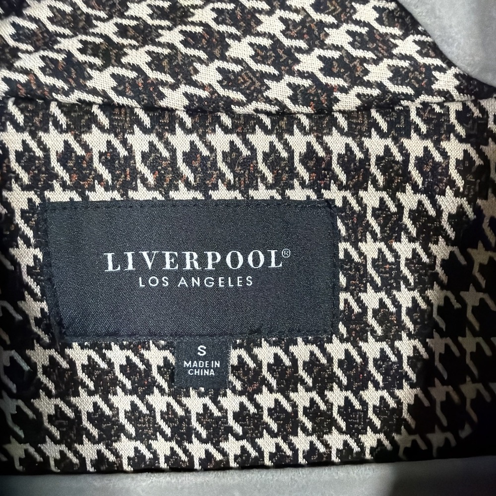 Liverpool Los Angeles Womens Small Blazer Jacket Houndstooth Open Front Knit - Picture 2 of 8